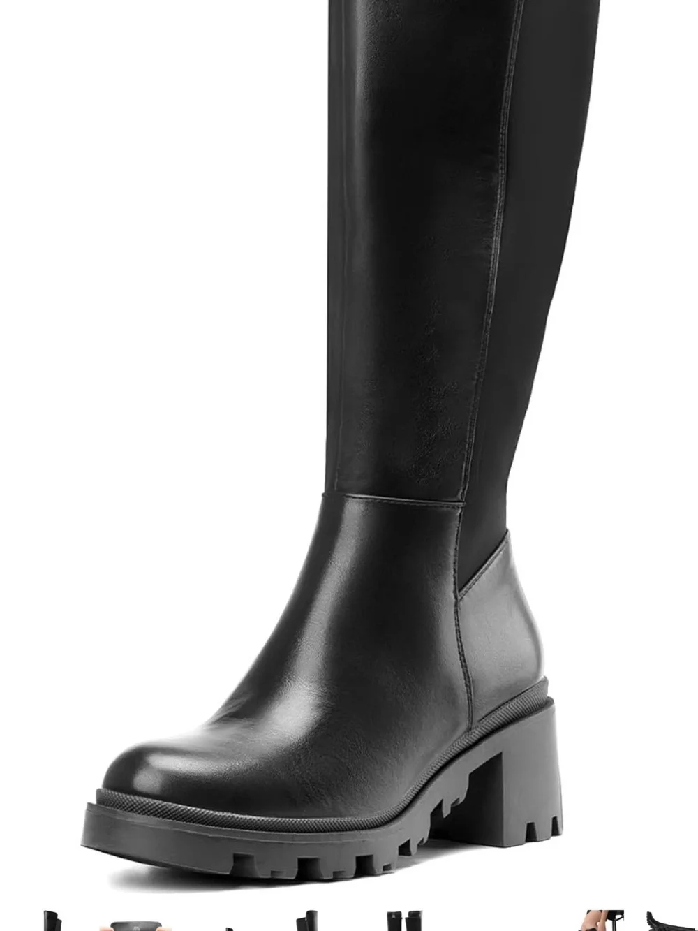Dream Pairs Black Over-The-Knee Chunky Lug Sole Boots